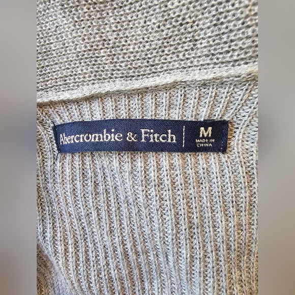 Abercrombie & Fitch Women's Size Medium Gray Knit Longline Open Cardigan Pockets - Picture 8 of 12